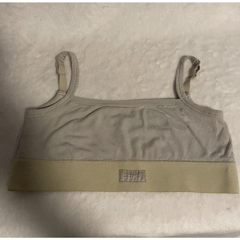 SKIMS Cotton Ribbed Scoop Bralette in Olive - M